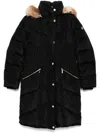 Michael Michael Kors Chevron 3/4 Puffer Coat In Black
