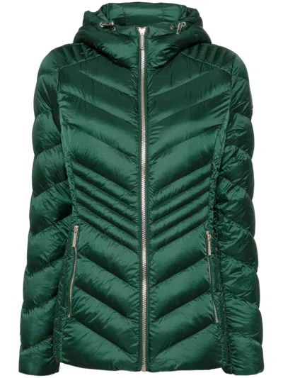 Michael Michael Kors Chevron Packable Puffer Jacket In Green