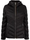 Michael Michael Kors Chevron-quilted Hooded Jacket In Schwarz