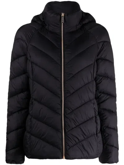 Michael Michael Kors Chevron-quilted Puffer Jacket In Black