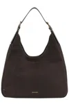 Michael Michael Kors Curved Brown Cowhide Leather Hobo Shoulder Bag In Black