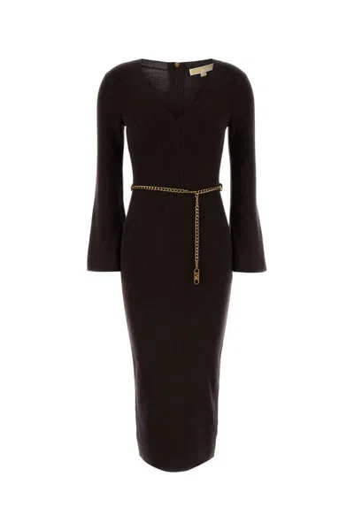MICHAEL MICHAEL KORS MICHAEL MICHAEL KORS CHOCOLATE WOOL BLEND DRESS
