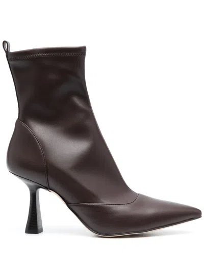 Michael Michael Kors Chocolate Zip-up Boots For Women In Brown