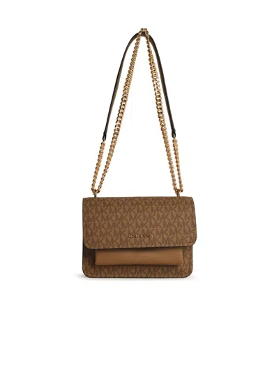 Michael Michael Kors Claire Beige Leather Crossbody Bag In Brown