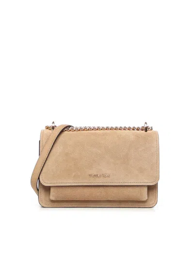Michael Michael Kors Claire Suede Shoulder Bag In Brown