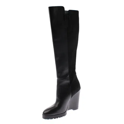 Michael Michael Kors Clara Womens Leather Mixed Media Knee-high Boots In Black