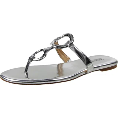 Michael Michael Kors Claudia Womens O-ring Leather Thong Sandals In Multi
