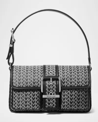 Michael Michael Kors Colby Medium Signature Logo Shoulder Bag In Black