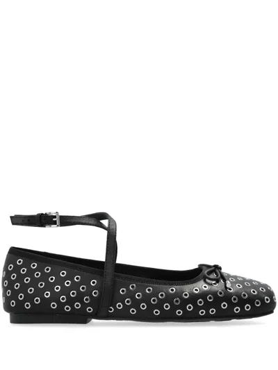 Michael Michael Kors Collette Flex Leather Ballet Flats In Black
