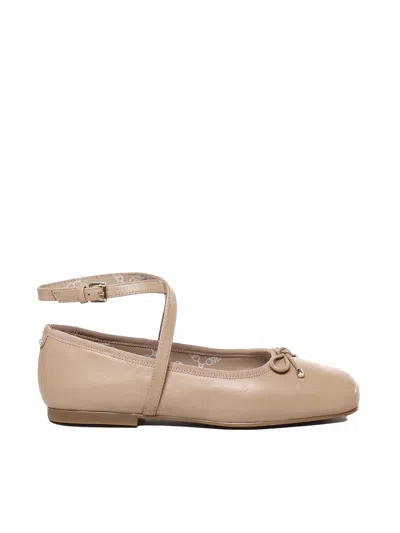 Michael Michael Kors Collette Leather Ballerinas In Marrón