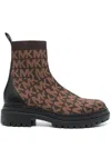 Michael Michael Kors Comet Logo-knit Ankle Boots In Brown