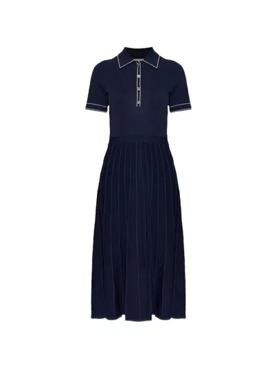 Michael Michael Kors Contrast-stitching Midi Dress In Blue