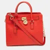 MICHAEL MICHAEL KORS MICHAEL MICHAEL KORS CORAL LEATHER LARGE HAMILTON NORTH SOUTH TOTE