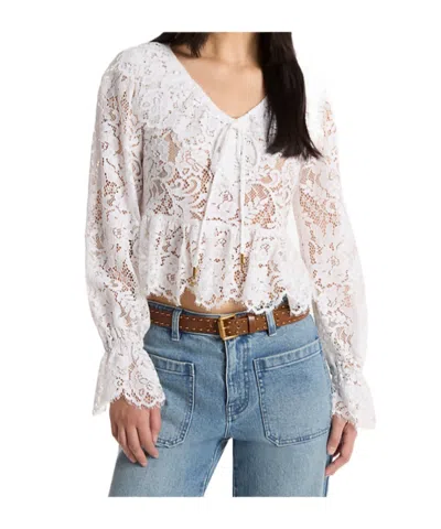 Michael Michael Kors Corded Floral Lace Blouse In White