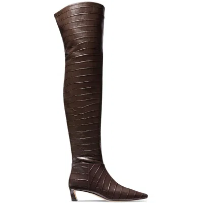 Michael Michael Kors Cosmo Kitten Womens Animal Print Leather Over-the-knee Boots In Multi