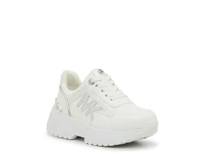 Michael Michael Kors Kids'  Cosmo Maddy Platform Sneaker In White/silver