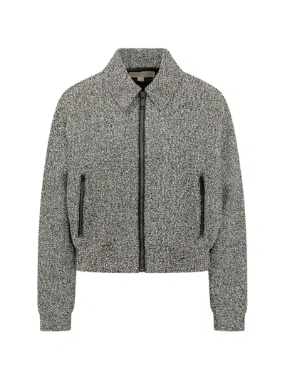 Michael Michael Kors Cotton Blend Tweed Jacket In Gray