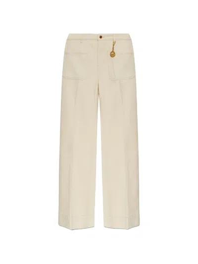 Michael Michael Kors Cotton Flared Trousers In Neutrals