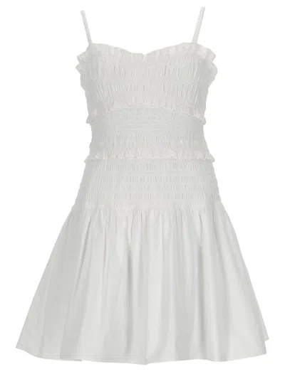 Michael Michael Kors Ruffled Smocked Mini Dress In White
