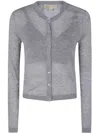 Michael Michael Kors Cotton Silk Crew Neck Cardigan