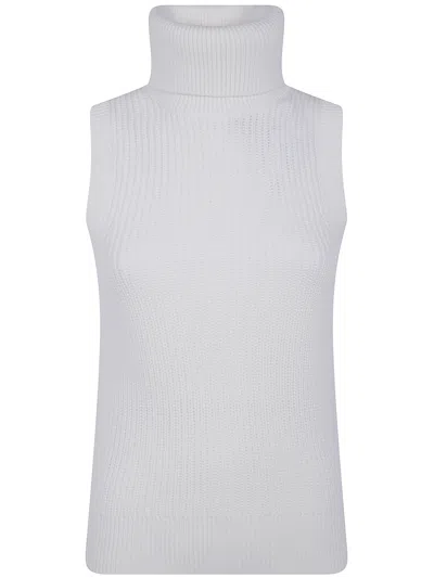 Michael Michael Kors Cotton Sleveless Turtle Neck Sweater In Black