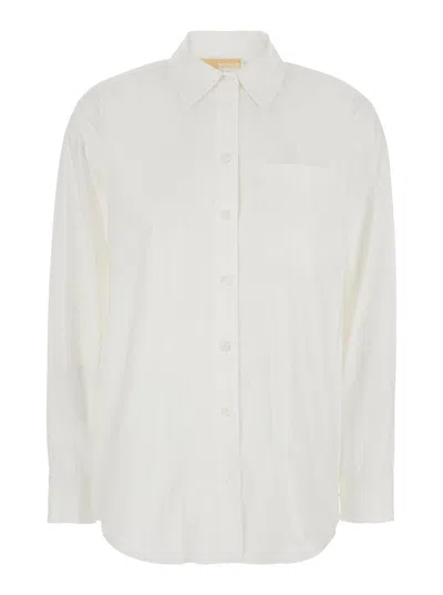 Michael Michael Kors Cotton Stretch Button-down Shirt With Rear Logo Plaque In Animal Print