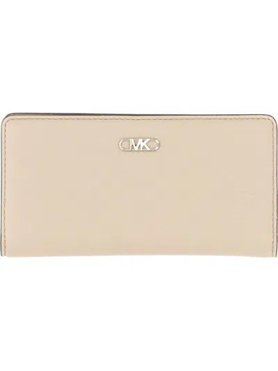 Michael Michael Kors Cow Leather Wallet With Zippered Compartment In Brown