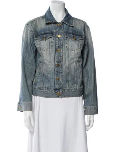 Pre-owned Michael Michael Kors Coyote Fur Jacket In Blue
