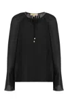 Michael Michael Kors Michael By Michael Kors Black Georgette Blouse