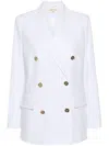 Michael Michael Kors Crepe Double-breasted Blazer In White