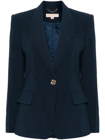 Michael Michael Kors Crepe Single-breasted Blazer In Blue