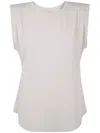 Michael Michael Kors Crew Neck Pleated Top In Neutral