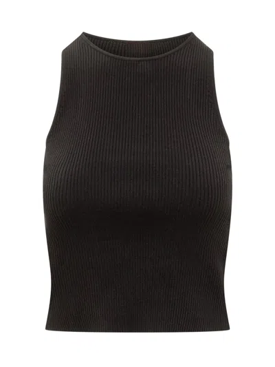 Michael Michael Kors Crewneck Ribbed Knit Tank Top In Black