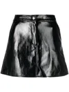 Michael Michael Kors Crinkled Patent Miniskirt In 黑色