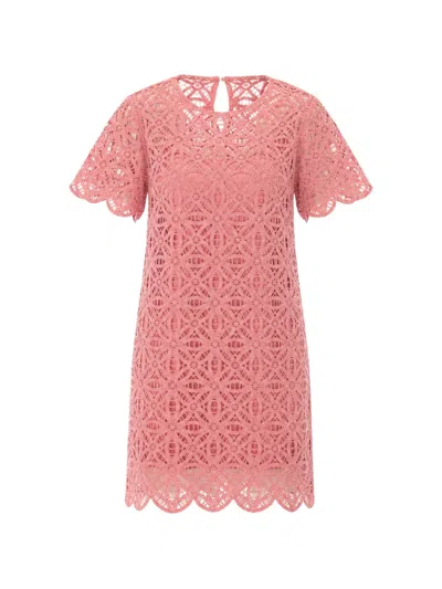Michael Michael Kors Crochet Cotton Mini Dress In Pink