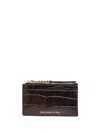 Michael Michael Kors Crocodile-embossed Cardholder In Brown