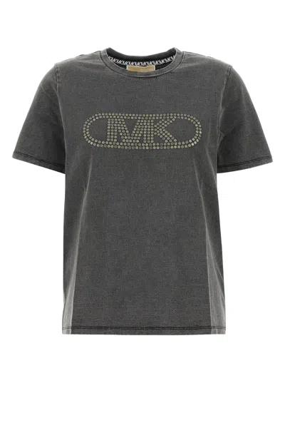 Michael Michael Kors Crop Gwsh Empire Stud Tee-m Nd Michael By Michael Kors Female In Black