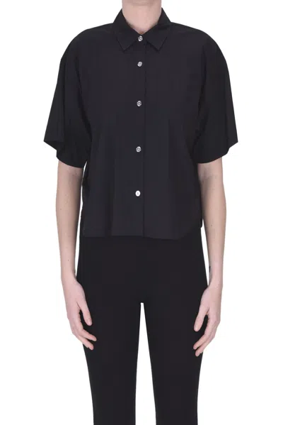 Michael Michael Kors Cropped Cotton Shirt In Black