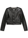 Michael Michael Kors Cropped Leather Jacket In Black
