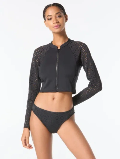 Michael Michael Kors Cropped Rash Guard In Black