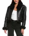 Michael Michael Kors Cropped Shearling Jacket In Black