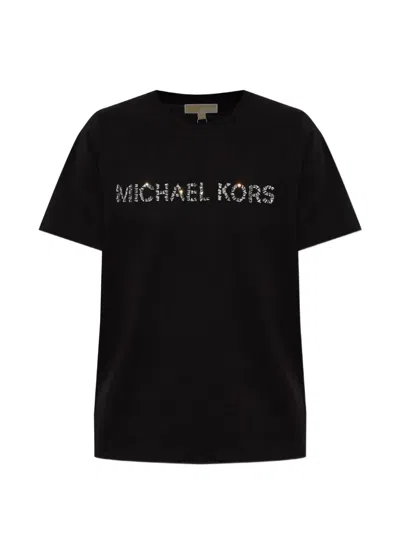 Michael Michael Kors Crystal-embellished T-shirt In Black