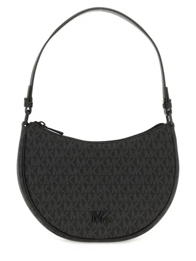Michael Michael Kors Curved Silhouette Shoulder Bag With Monogram Detailing In Black