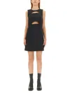 Michael Michael Kors Cut-out Waist Mini Dress With Flared Skirt In Black