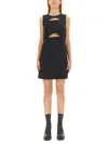 Michael Michael Kors Cut-out Waist Mini Dress With Flared Skirt In Black