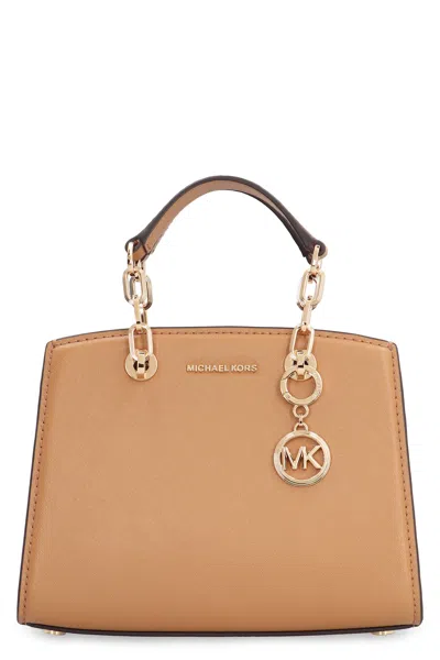Michael Michael Kors Cynthia Leather Mini Bag In Sand