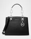 Michael Michael Kors Cynthia Small Leather Satchel Bag In Black