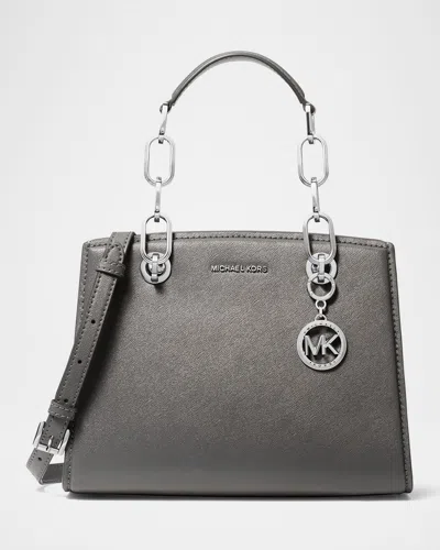 Michael Michael Kors Cynthia Small Leather Satchel Bag In Slate