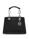 Michael Michael Kors Cynthia Small Leather Satchel Bag In Schwarz