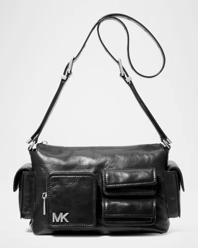 Michael Michael Kors Dakota Medium Pocket Leather Shoulder Bag In Black